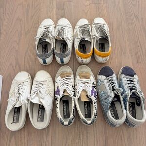 Lot of 5 Golden Goose Women's Sneakers. 3 Superstar, one Midstar, one Sabot